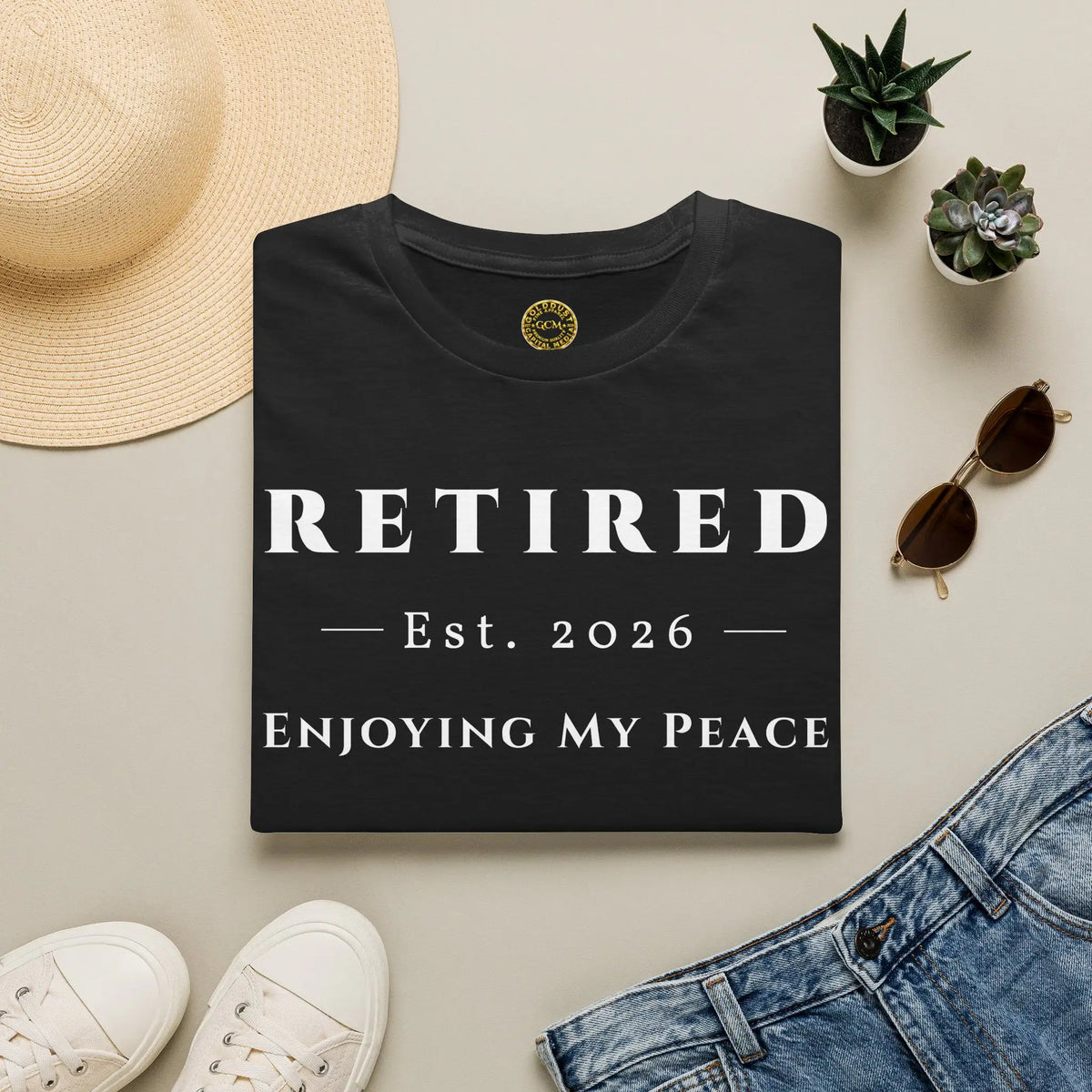 Retired 2026 Enjoying My Peace T-Shirt | Retired 2026 T-Shirt for Women and Men | Soft Ring Spun Cotton Tee | Matching Set T Shirt and Hat