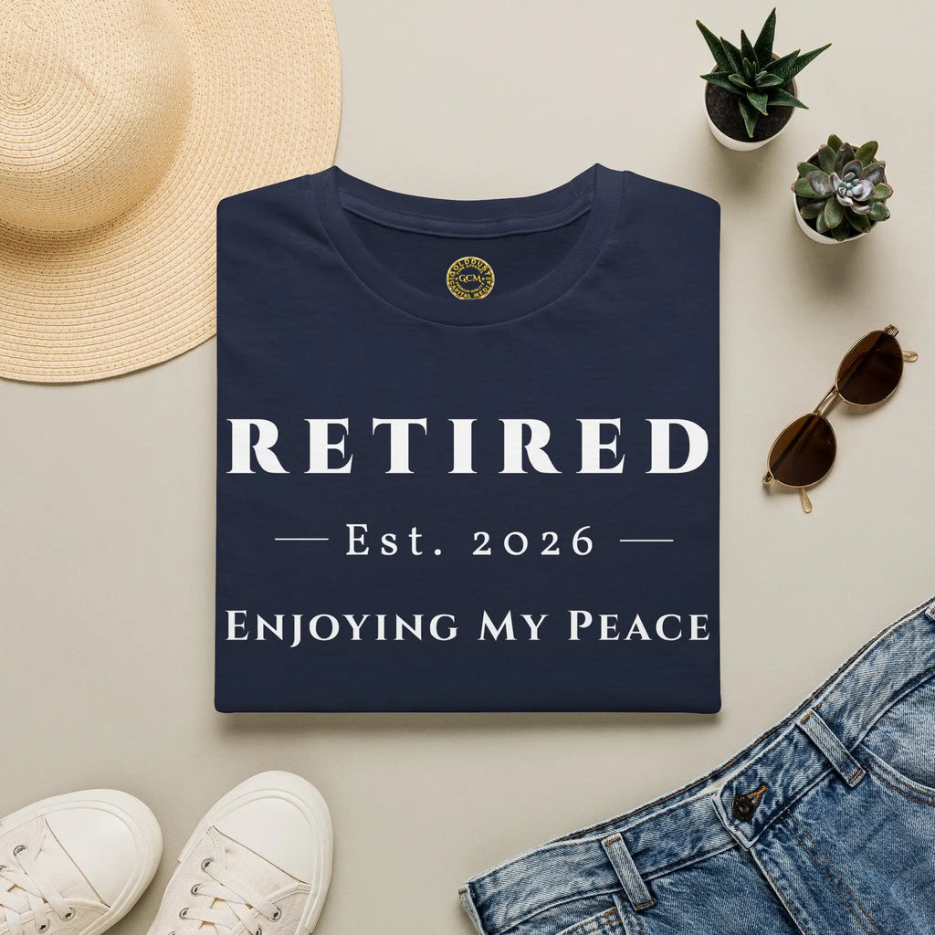 Retired 2026 Enjoying My Peace T-Shirt | Retired 2026 T-Shirt for Women and Men | Soft Ring Spun Cotton Tee | Matching Set T Shirt and Hat