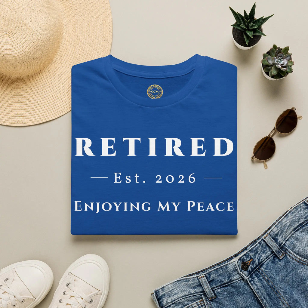 Retired 2026 Enjoying My Peace T-Shirt | Retired 2026 T-Shirt for Women and Men | Soft Ring Spun Cotton Tee | Matching Set T Shirt and Hat
