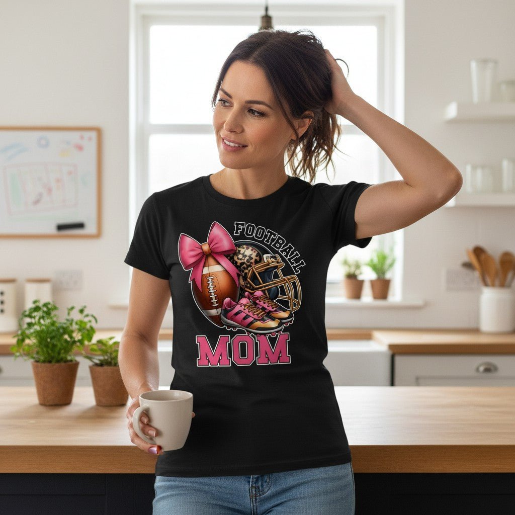 Football Mom Graphic T-Shirt 100% Cotton Premium Sports Fan Top