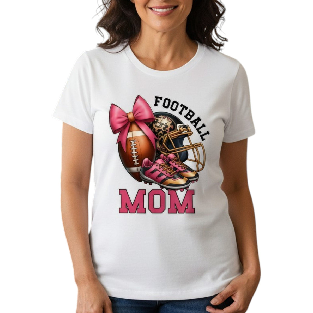 Football Mom Graphic T-Shirt 100% Cotton Premium Sports Fan Top