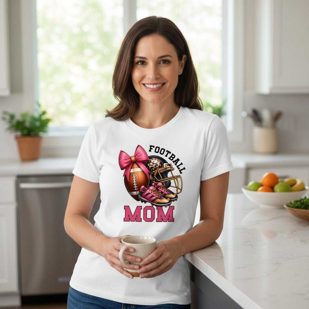 Football Mom Graphic T-Shirt 100% Cotton Premium Sports Fan Top