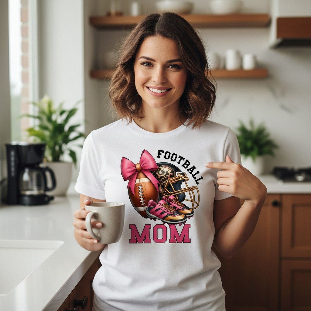 Football Mom Graphic T-Shirt 100% Cotton Premium Sports Fan Top
