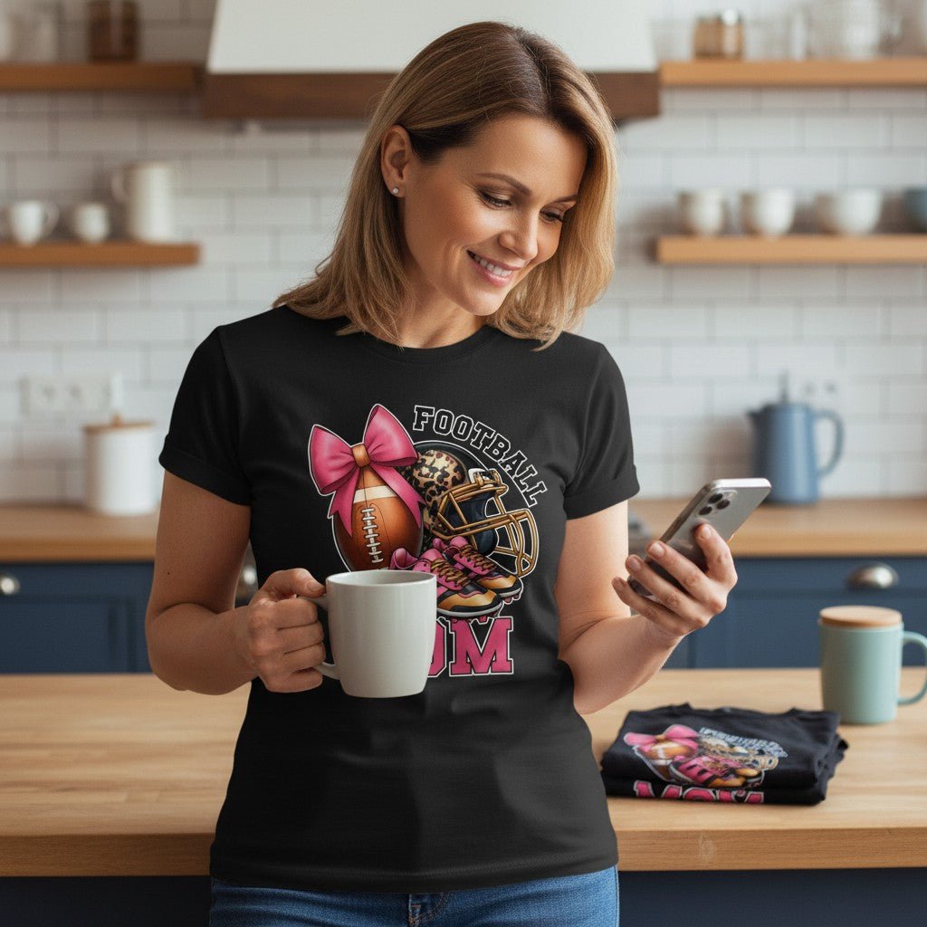 Football Mom Graphic T-Shirt 100% Cotton Premium Sports Fan Top