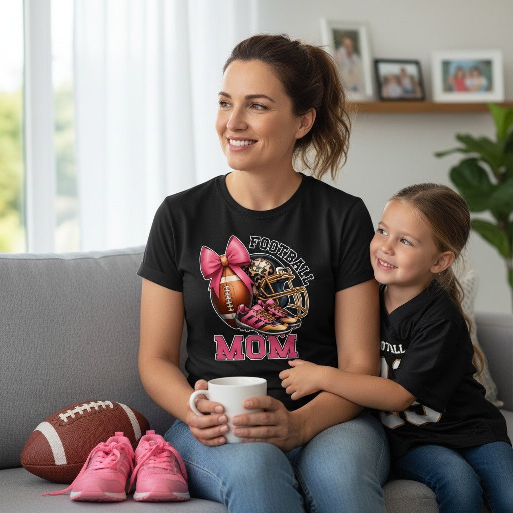 Football Mom Graphic T-Shirt 100% Cotton Premium Sports Fan Top