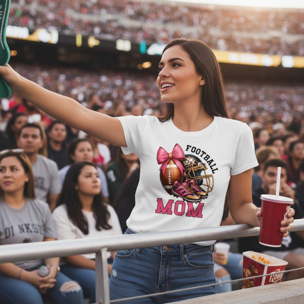 Football Mom Graphic T-Shirt 100% Cotton Premium Sports Fan Top