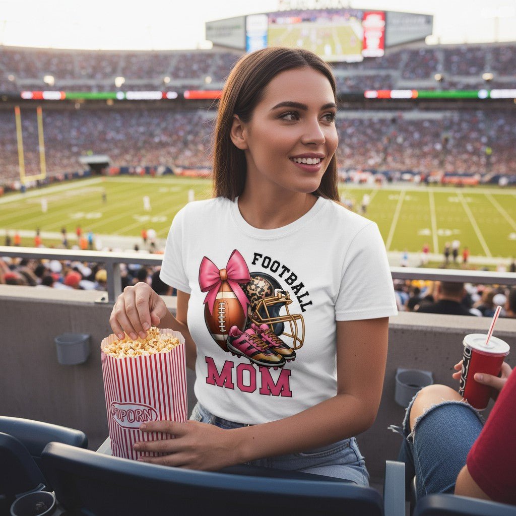 Football Mom Graphic T-Shirt 100% Cotton Premium Sports Fan Top