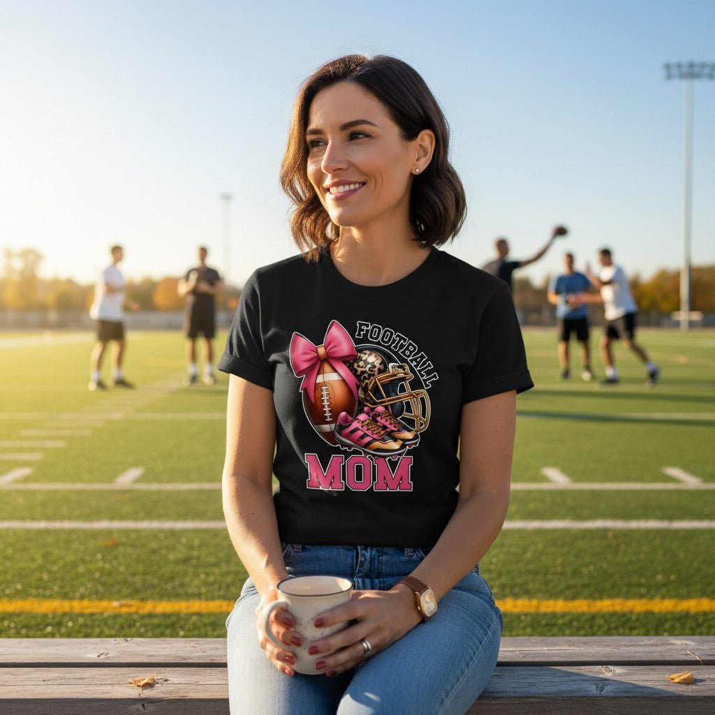 Football Mom Graphic T-Shirt 100% Cotton Premium Sports Fan Top