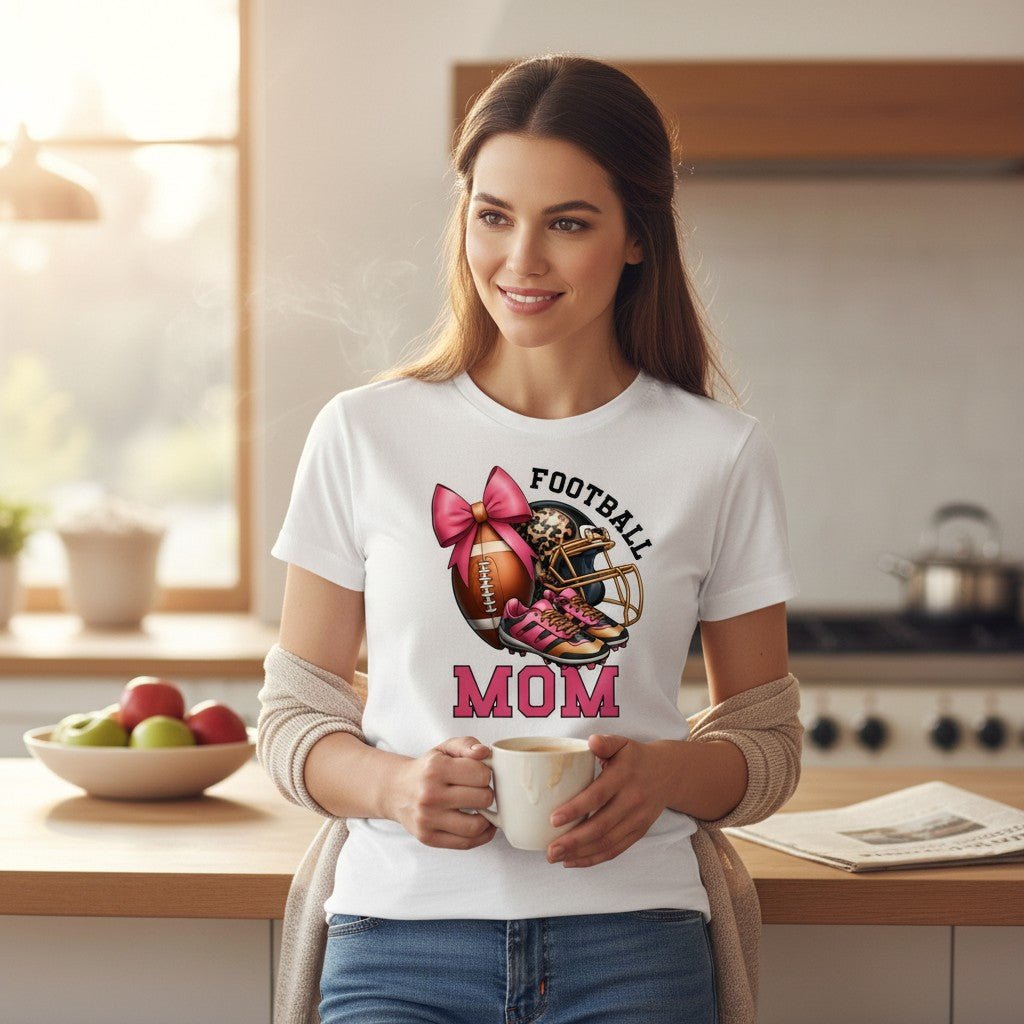 Football Mom Graphic T-Shirt 100% Cotton Premium Sports Fan Top