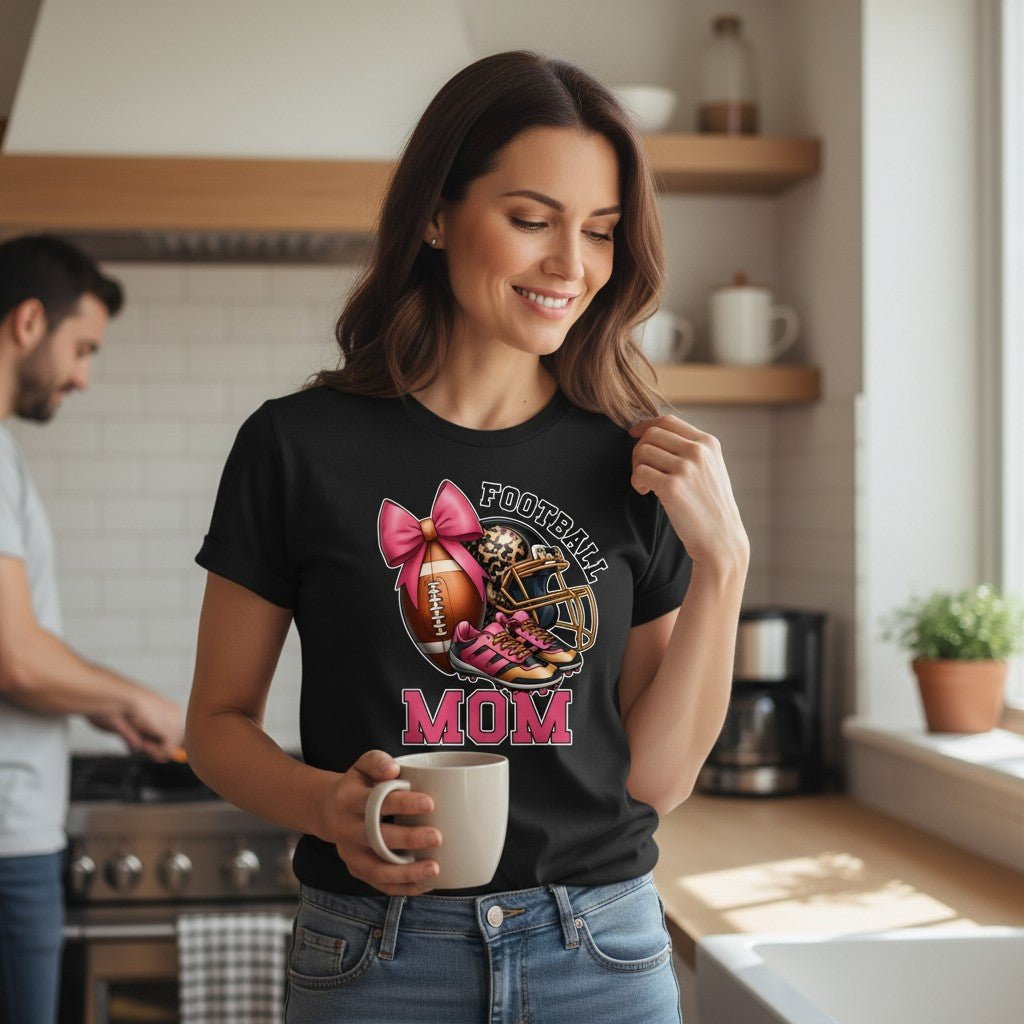 Football Mom Graphic T-Shirt 100% Cotton Premium Sports Fan Top